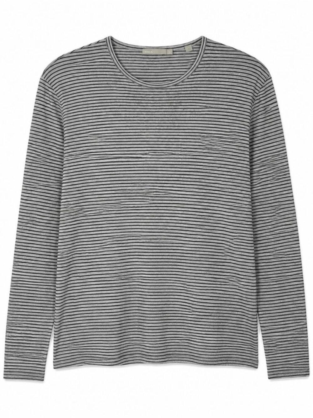 Vince Men's Long Sleeve T-Shirt Gray w/Black Stripes 100% Pima Cotton EUC Size L